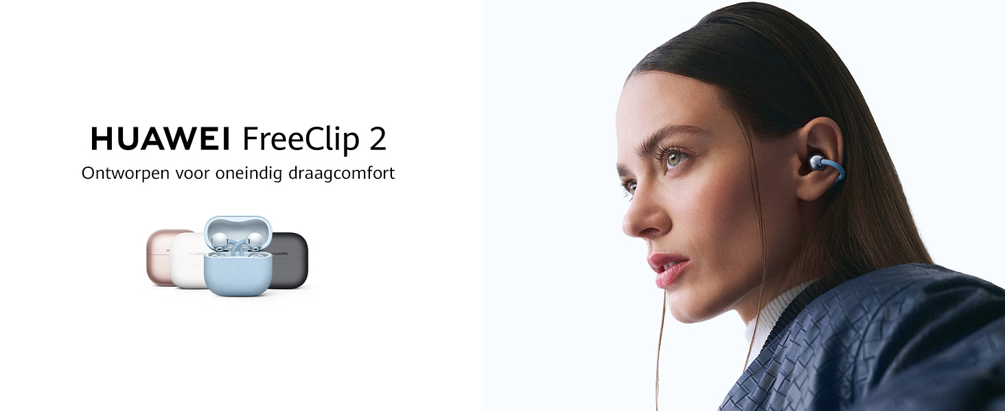 HUAWEI FreeClip Draadloze Oordopjes - Open Ear Bluetooth Oortelefoon met Langdurige Batterij & AI Kristalhelder Geluid - Lichtgewicht in-Ear Hoofdtelefoon met IP54 Weerstand tegen Stof & Water, Zwart