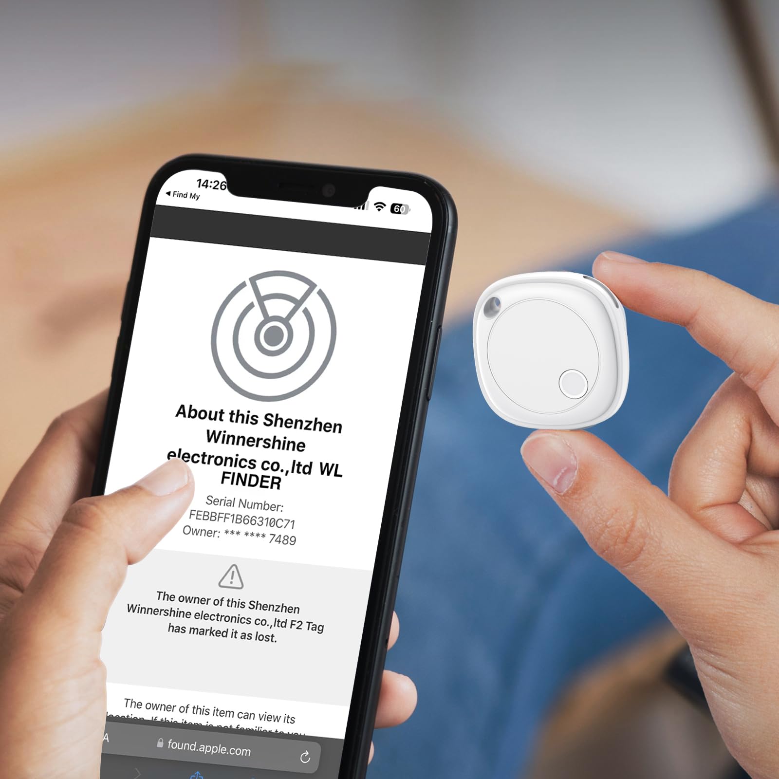 Item Finder Localisateur de clés Bluetooth compatible avec Apple Find My (iOS uniquement), localisateur de clés pour valises, bagages et plus encore, 2 blancs