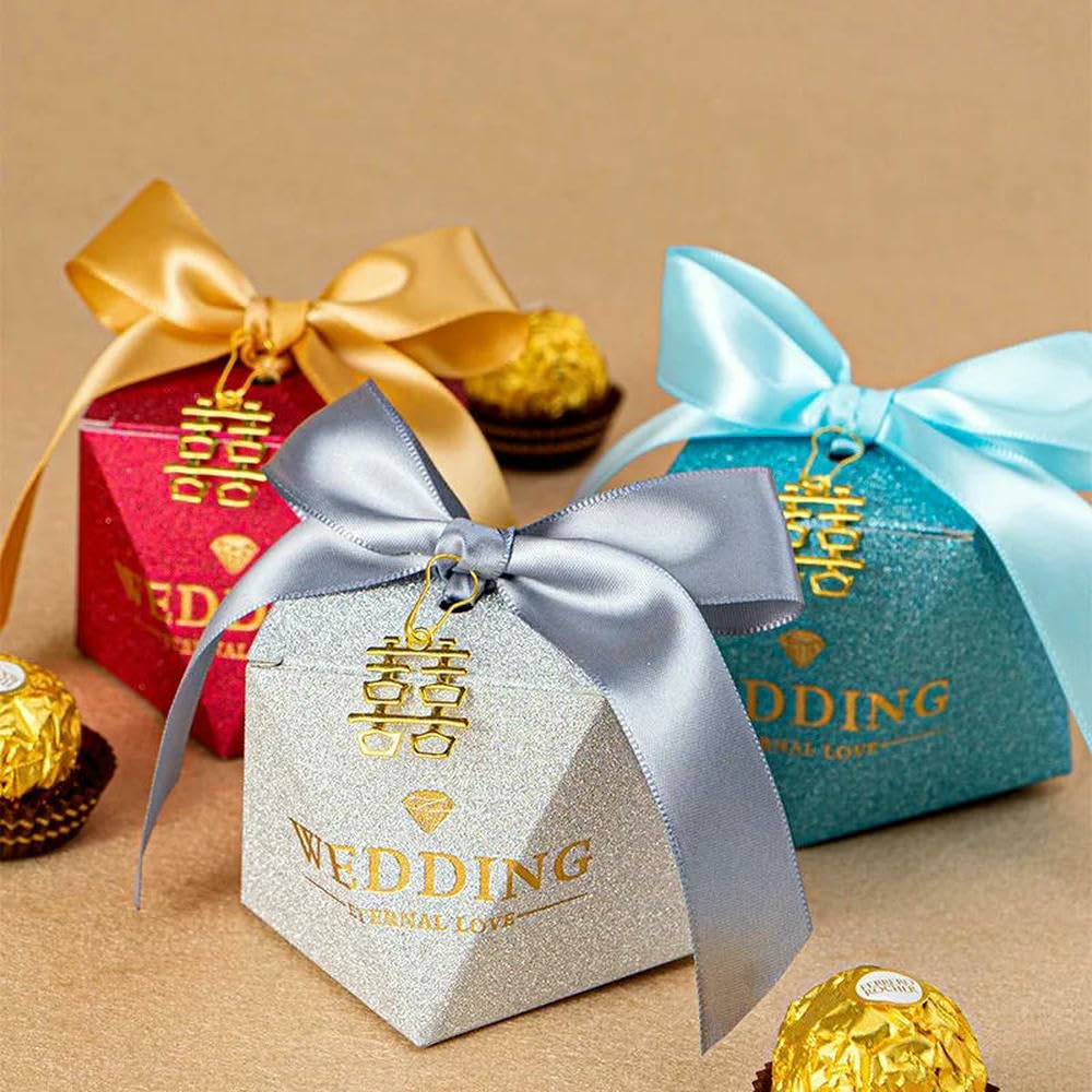 Cajas de Regalo con Forma de Diamante para Dulces, con Cinta de Perlas, para Bodas, Baby Showers, Fiestas, 20, 30 o 50 Unidades