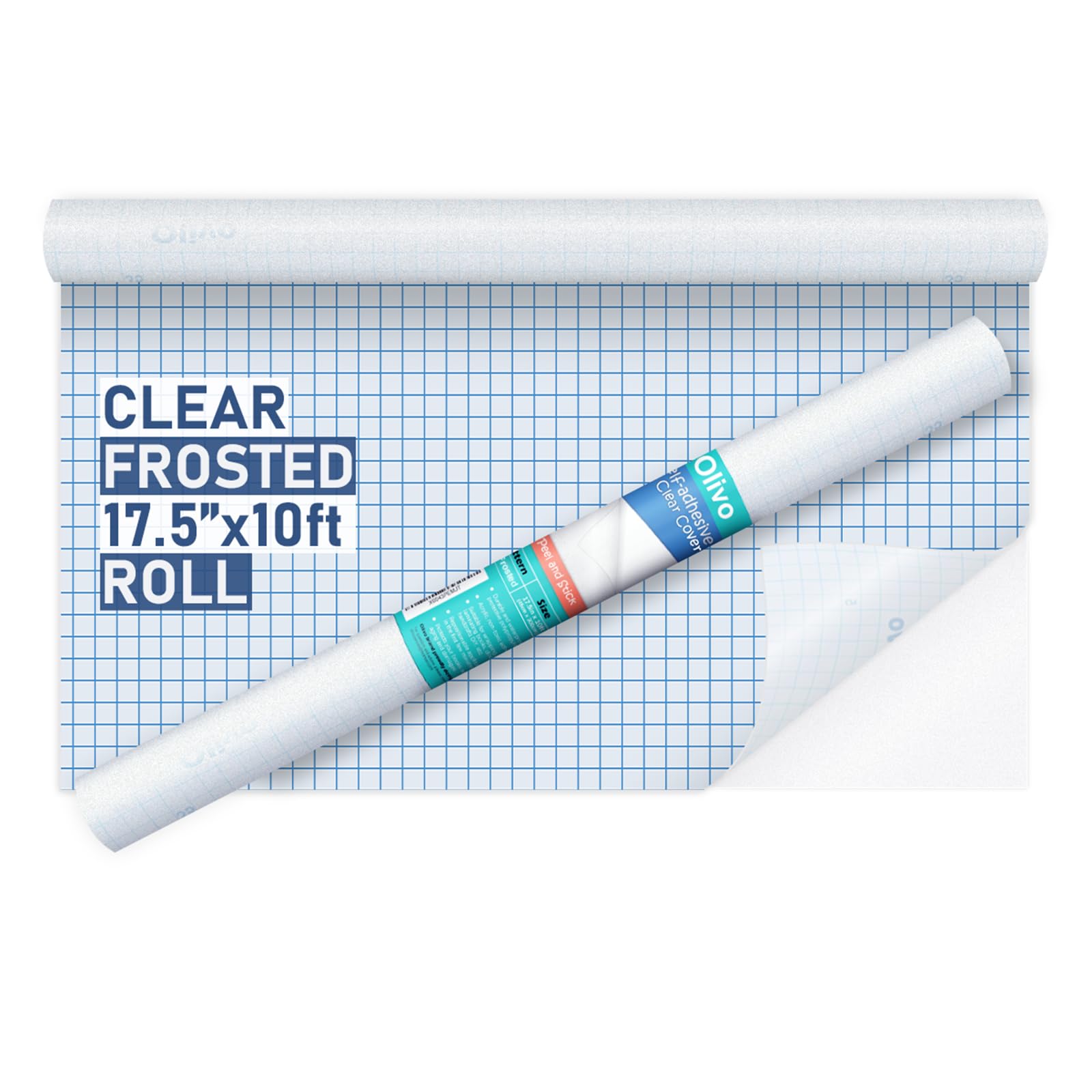 Rouleau de papier contact transparent pour livres, travaux manuels, film de protection en plastique transparent, 44,5 cm x 3 m (transparent givré)