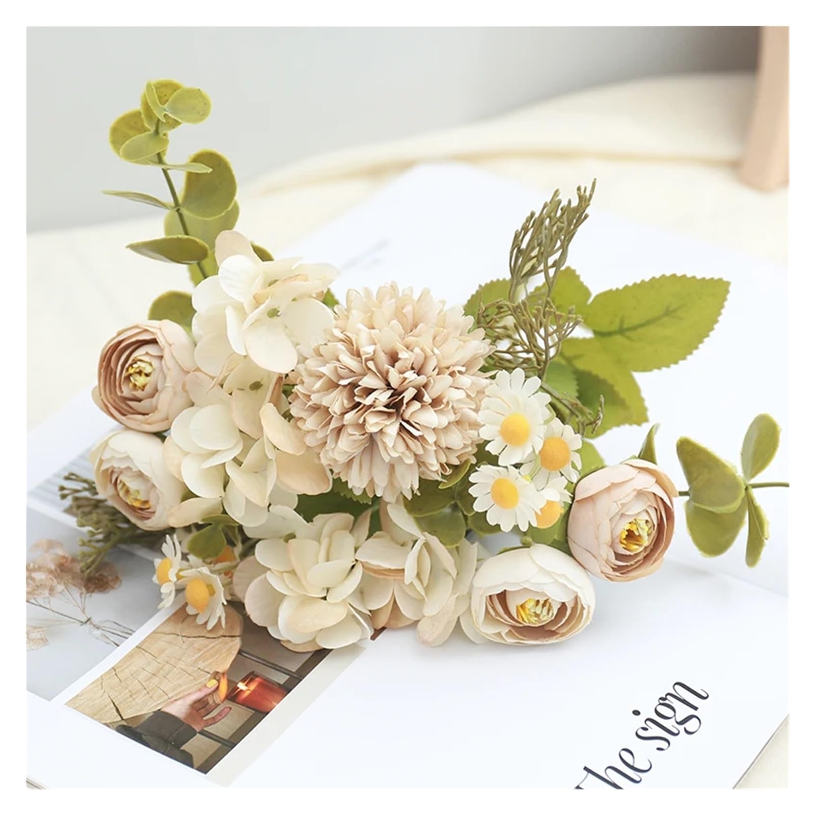 LXLAEOANG Artificial Flower Branches Delicate Silk Rose Tea Bud Sunflower Wedding Decoration Home Dandelion Hydrangea Artificial Flowers(Color11)