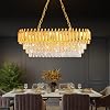 Modern Crystal Chandeliers 3-Tier K9 Oval Crystal Chandeliers Light Fixture Rectangle Gold Ceiling Light Fixture for Dining Room Living Room Bedroom Entryway E14*8Light [Energy Class F]