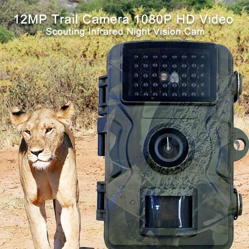 Wildlife Trail Camera 12MP Foto 1080P Video, No-Glow 940nm Night Vision, 0.8s Trigger, 15m PIR Detection per sorveglianza esterna