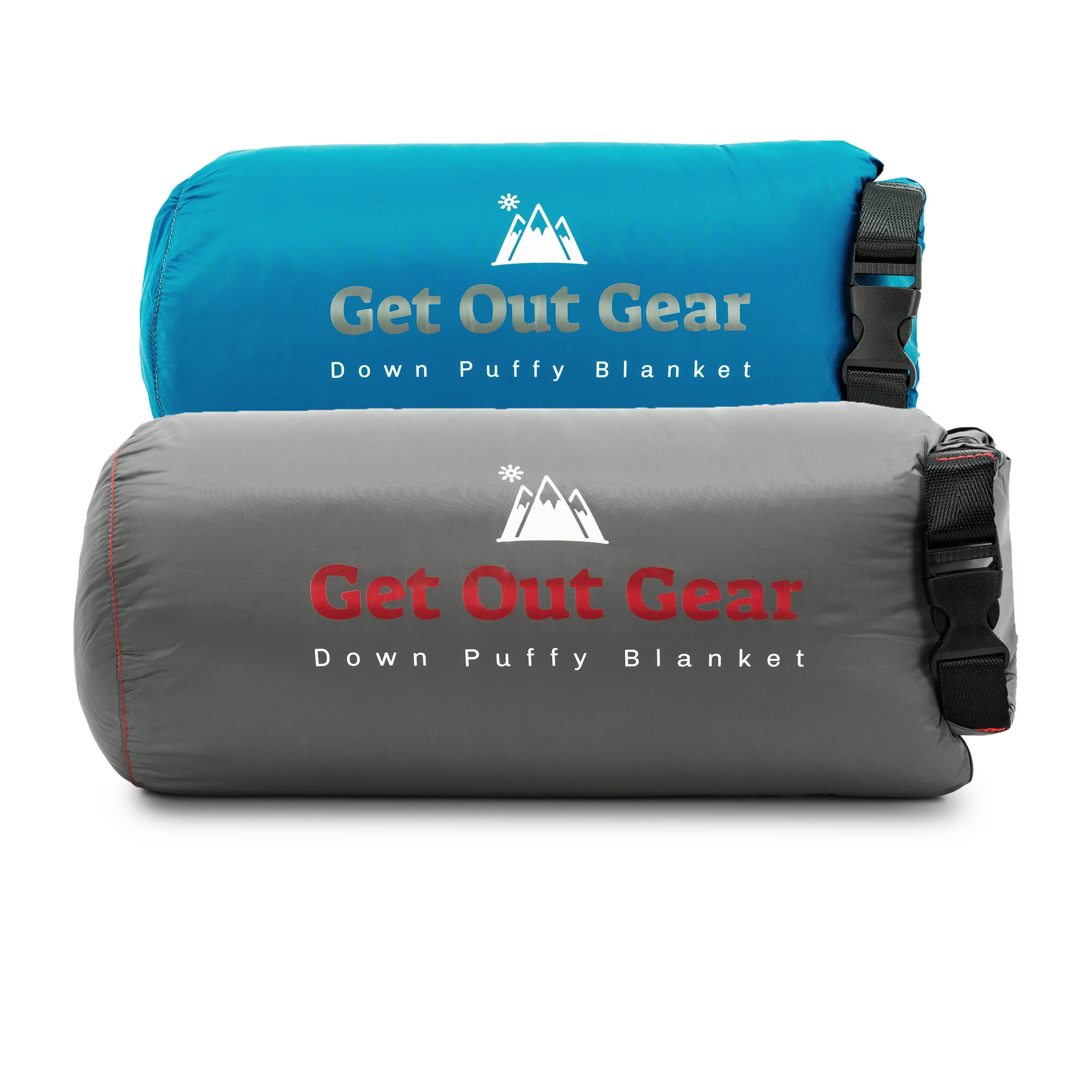 Get Out GearDown Camping Blanket - Teal Blue and Gray Bundle - Puffy, Packable, Lightweight and Warm | Ideal for Outdoors, Camping, Backpacking, Travel | 650 Fill Power Water-Resistant Quilt Brand: