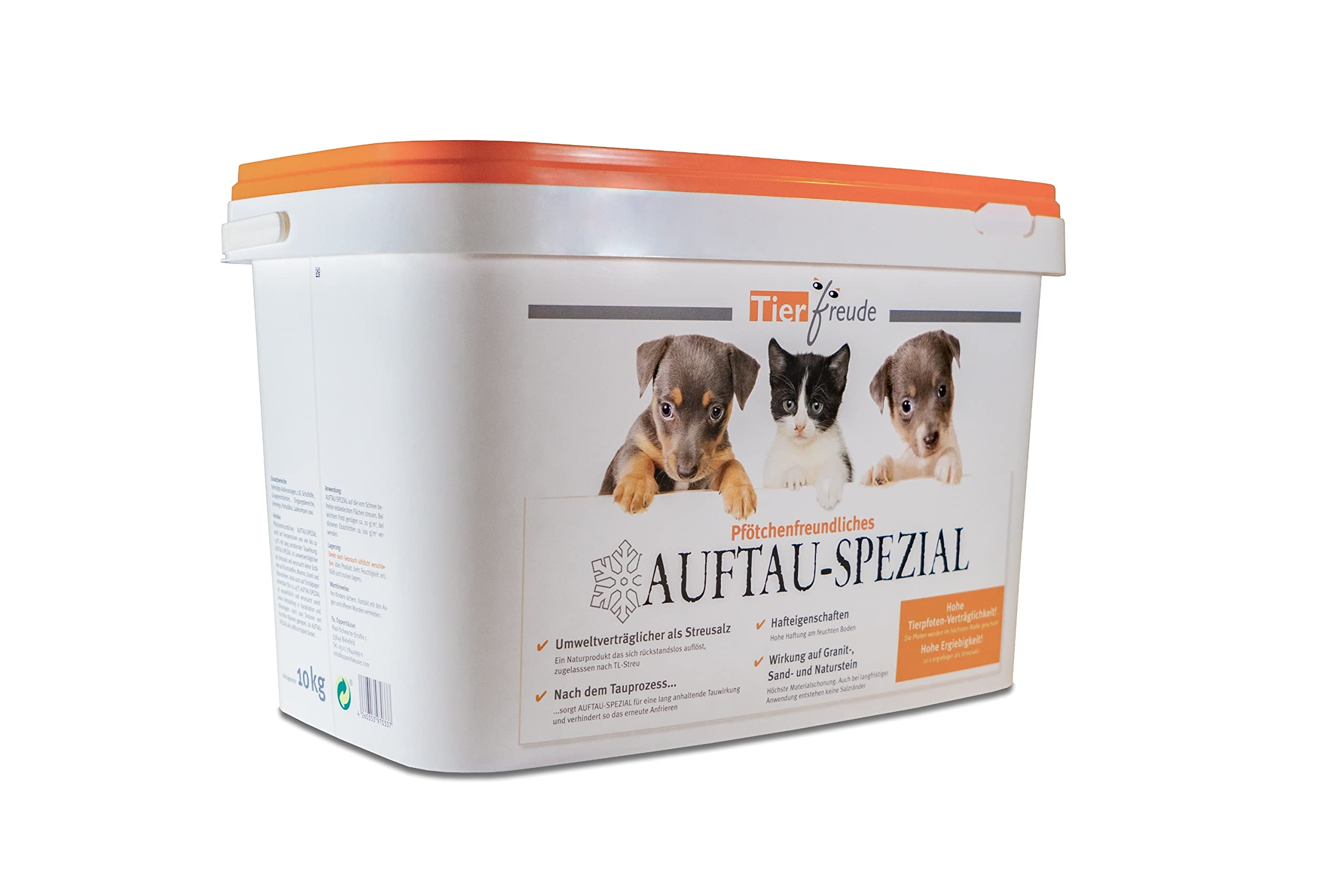 Tierfreude - Pfotenfreundliches Auftau-Spezial als Alternative zu Streusalz im 10kg Eimer