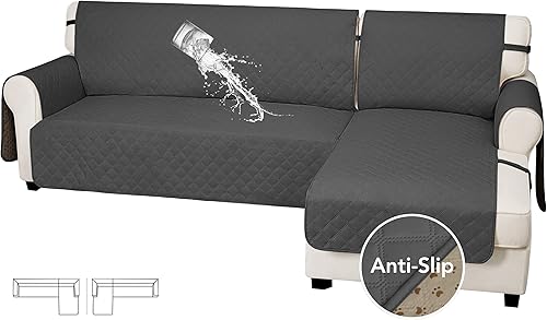 Miniatura 8 de Easy-Going Fundas impermeables para sofá modular con diván, 2 piezas, antideslizantes, en forma de L, para perros, a prueba de fugas, con correa