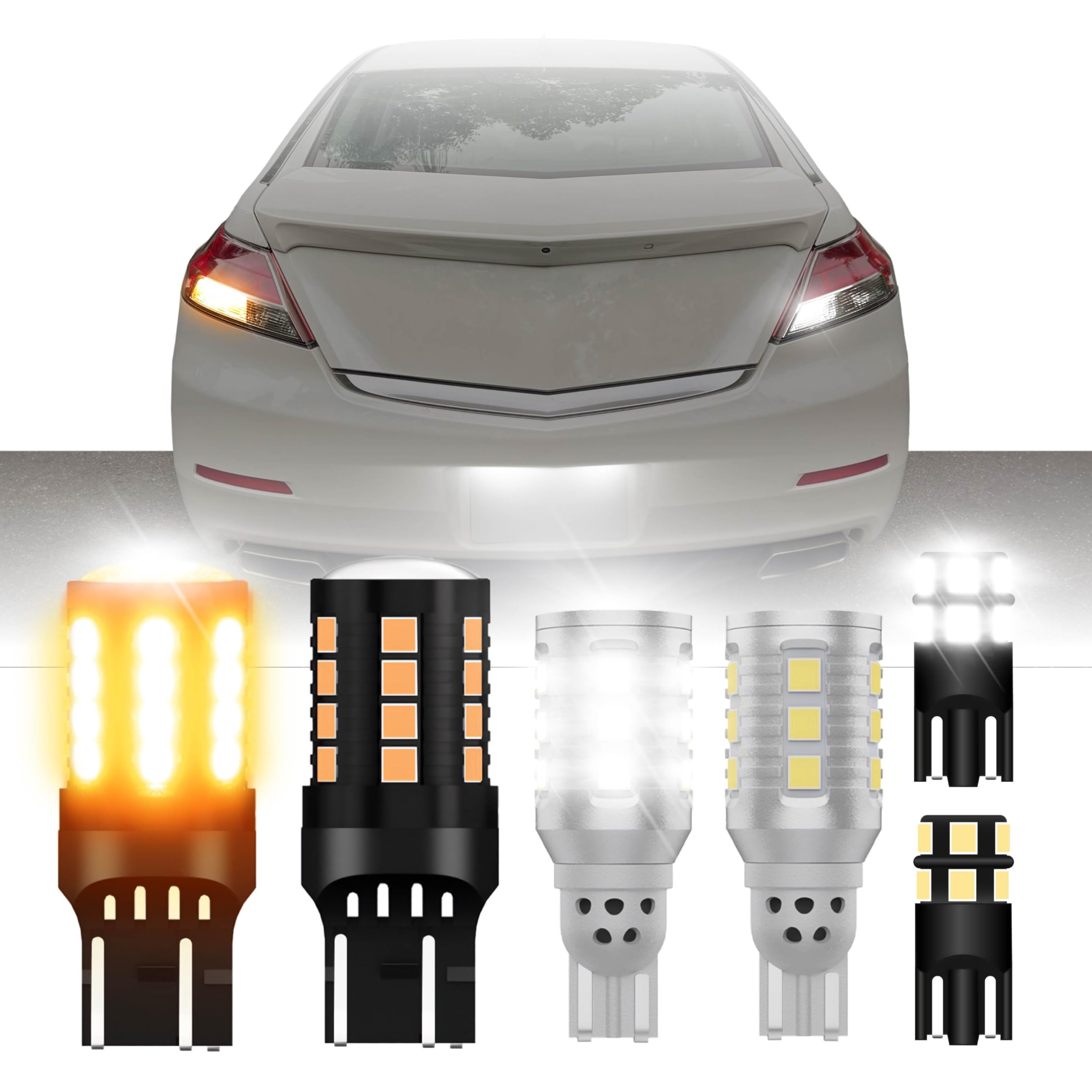 USR Amber Turn Signal & White Reverse Backup & White License Plate LED Bulbs Canbus Error Free - 6 Pieces Combo UPGRADE Compatible with 2012-2014 Acura TL Tail Lights (Fits Factory Tail Lamps)