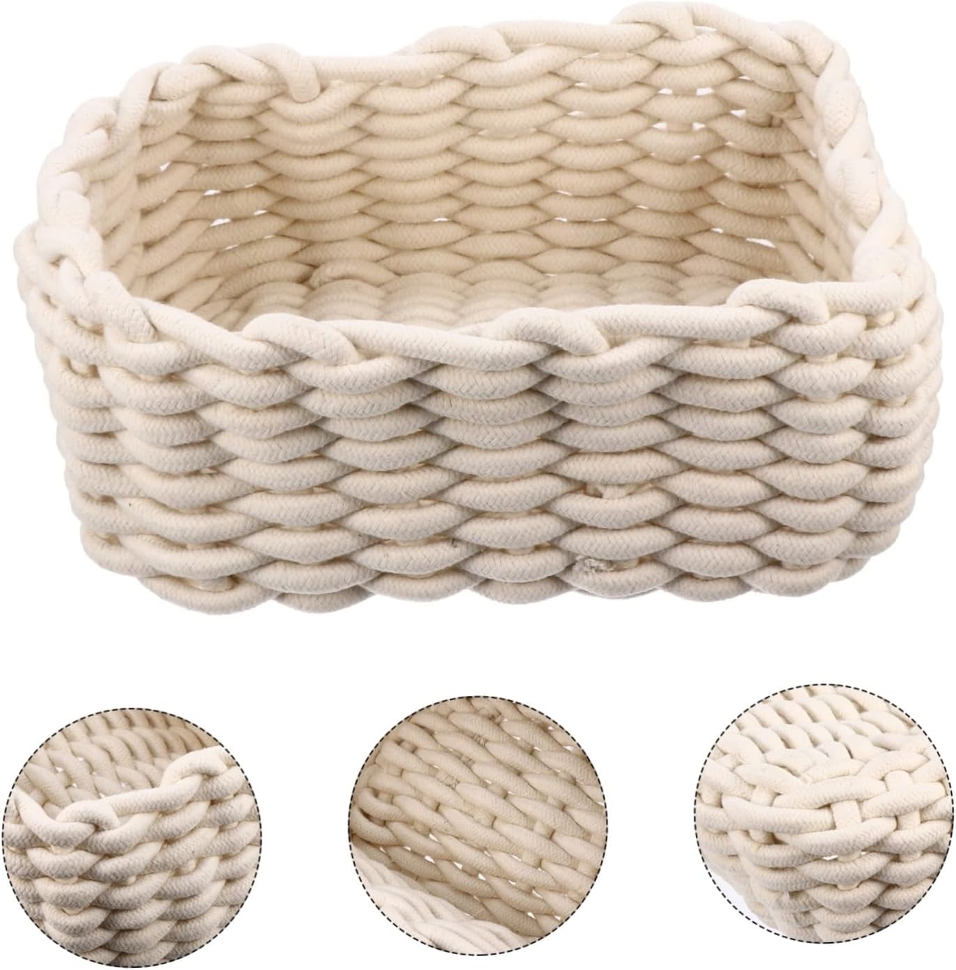 Ciieeo Decorative Cotton Storage Basket Bin for Nursery Toys and Food Handwoven Organizer for Sundries and Organizing Essentials
