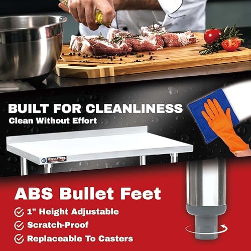 Vista 135 de DuraSteel - Mesa de acero inoxidable de 24 x 36 pulgadas, para preparación de alimentos, carrito de metal, mesa de trabajo comercial con ruedas