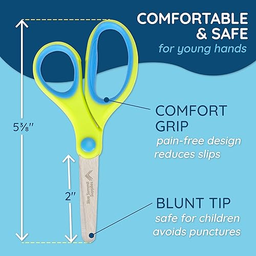 Miniatura 2 de Blue Summit Supplies Paquete de 30 tijeras para niños a granel con agarre cómodo, tijeras a granel para aula y escuela, punta roma para seguridad de