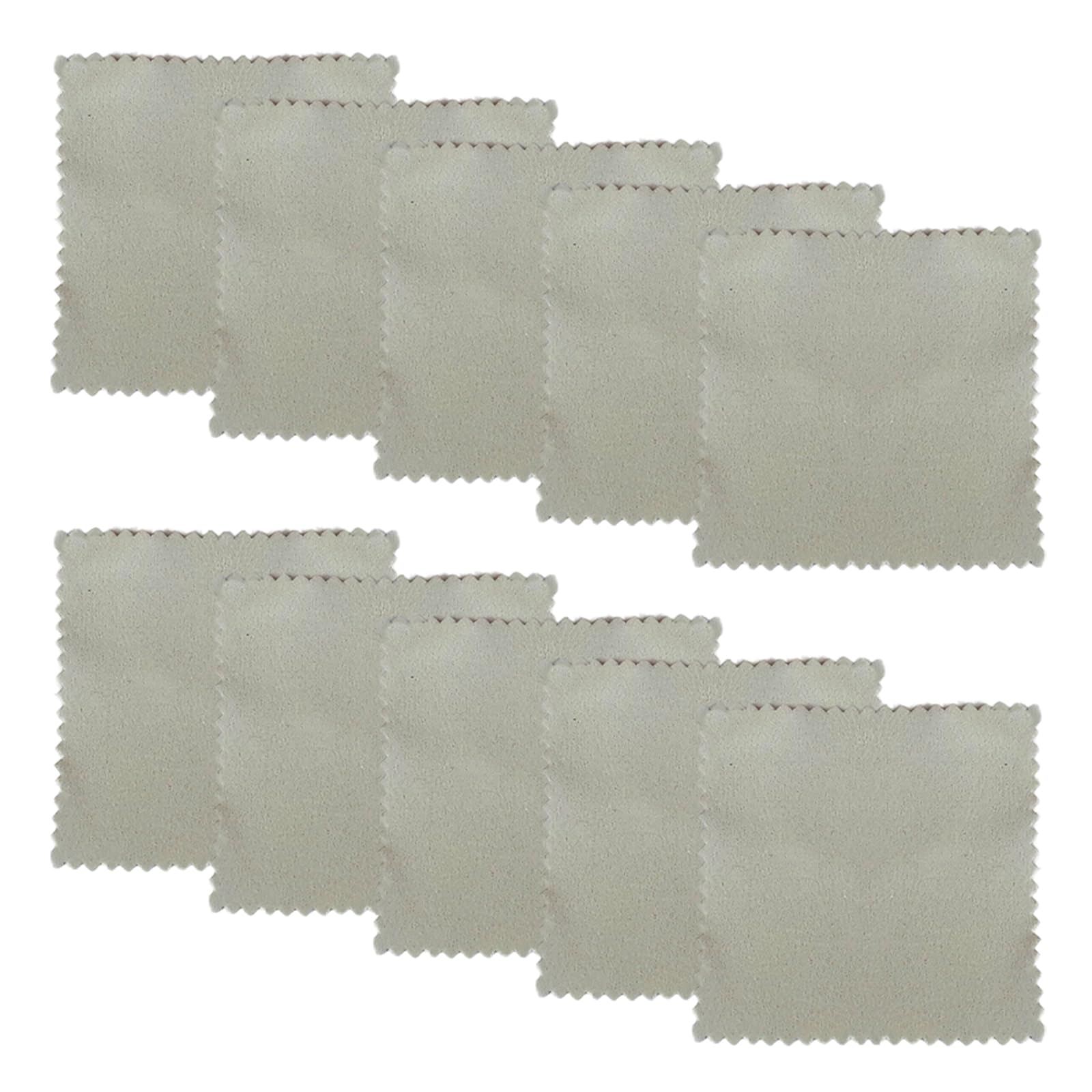 シルバー磨き シルバークロス 布 10枚セット【8×8cm】銀磨き布 貴金属磨きクロス(グレー)