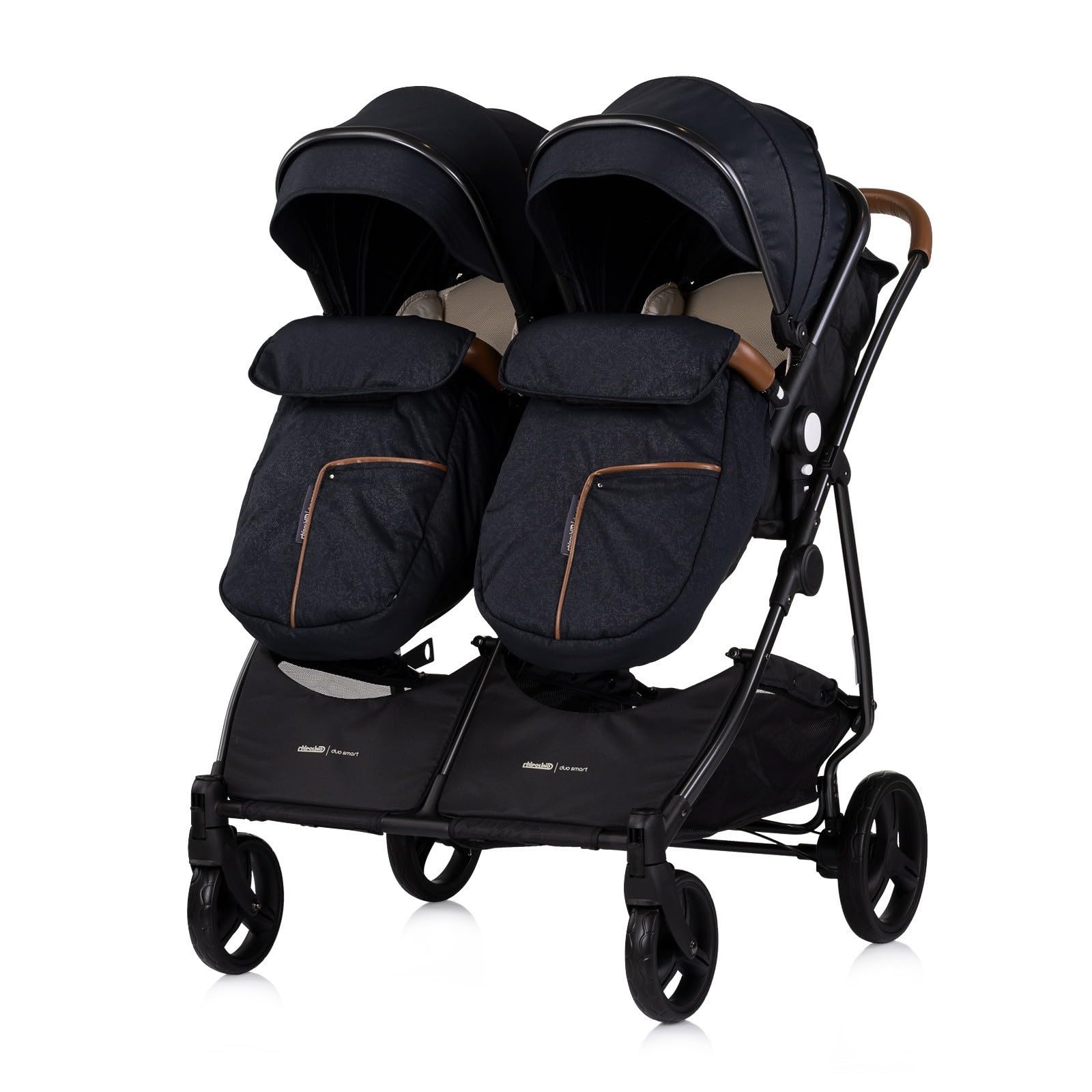 DUO SMART - Cochecito gemelos o niños juntos, ancho 79 cm, color negro sin acogedor
