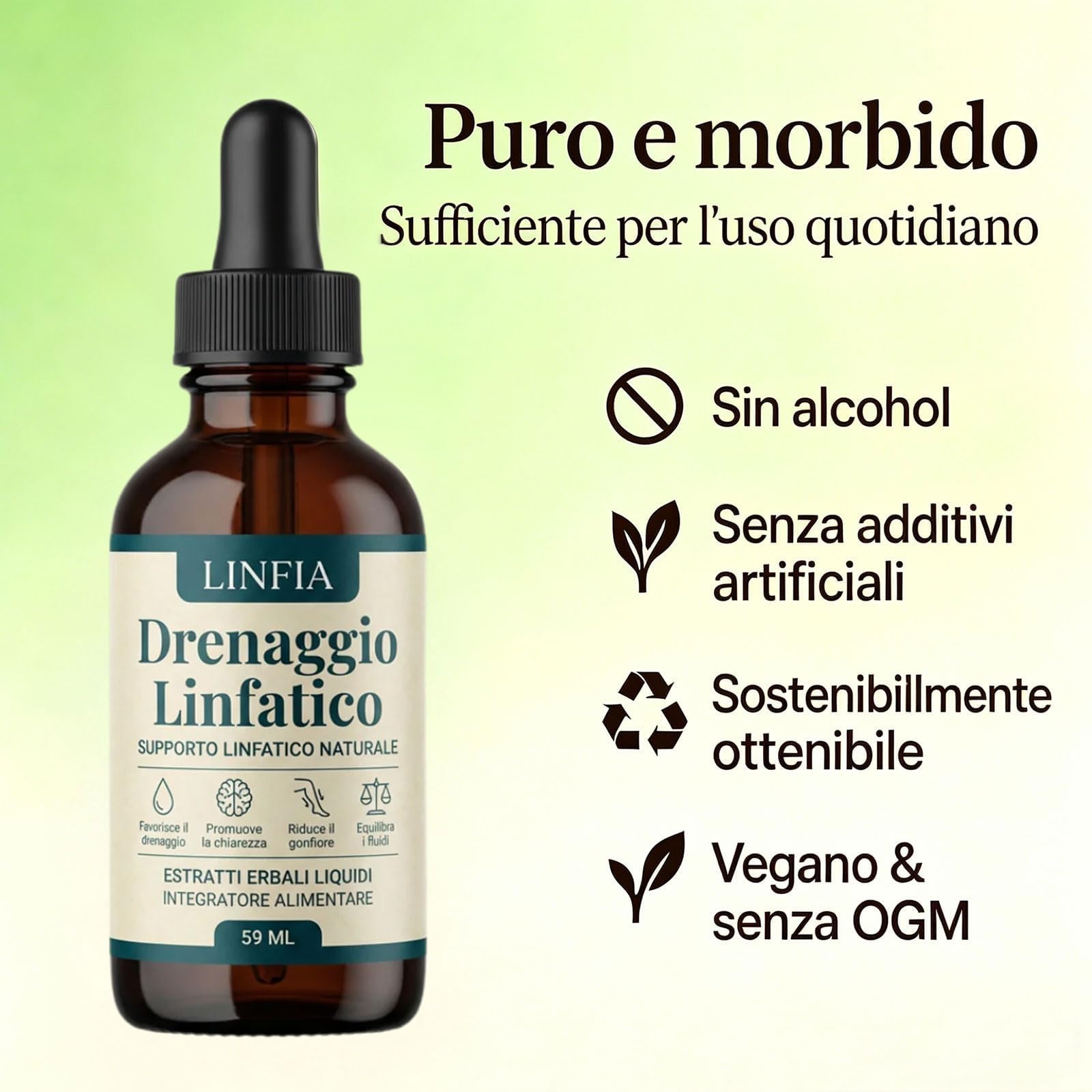 Linfia Drenaggio Linfatico Gocce,Gocce di Benessere peril Drenante Linfatico,Adatte per Donne e Uomini