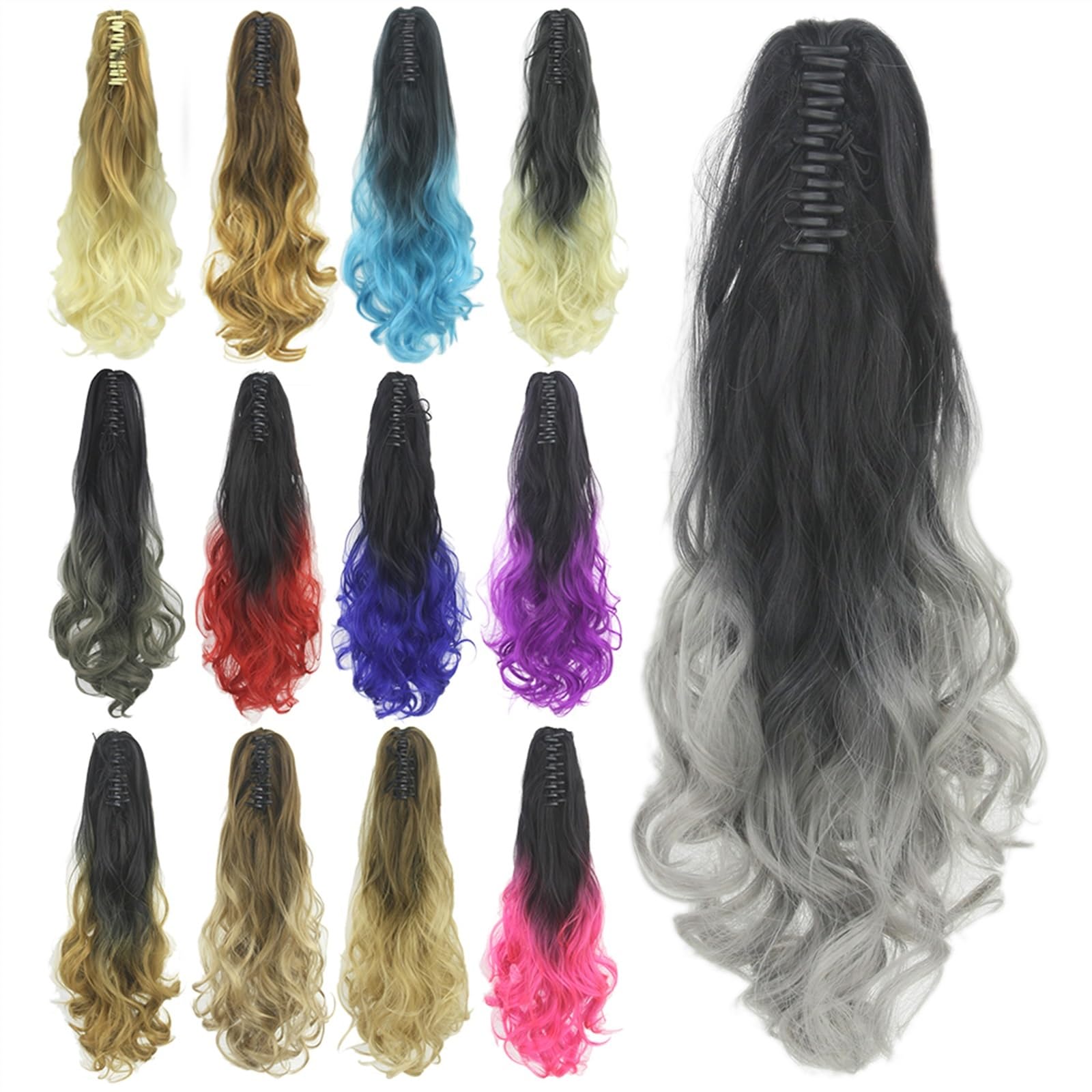 Przedłużanie włosów w kucyk Ombre Claw kucyk włosy syntetyczne kręcone brązowe długie włosy doczepiane doczepiane treska koński ogon Postizos Cabello Coletas Kucyki doczepiane z ludzkich włosów(1BT113