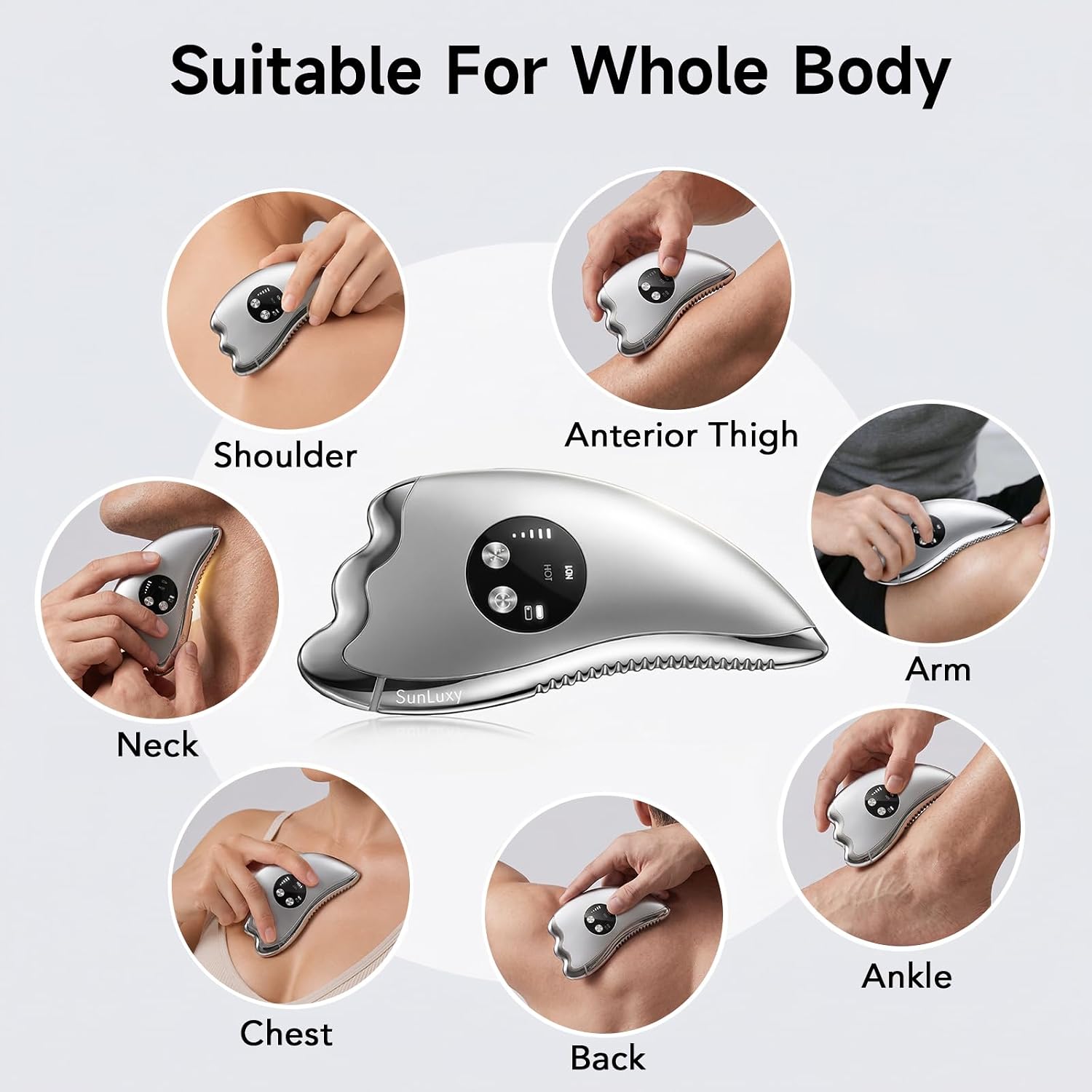 Heated Muscle Scraper Tool with Micro-Current Fascia Release Tools Electric Gua Sha Face Massager Tool for Neck Shoulder Back and Legs Relaxation