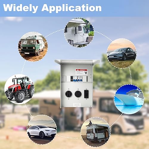 Miniatura 4 de Panel de toma de corriente temporal, con receptáculo de 20, 30, 50 amperios instalado, Tocretoare precableado RV caja de toma de corriente para RV,