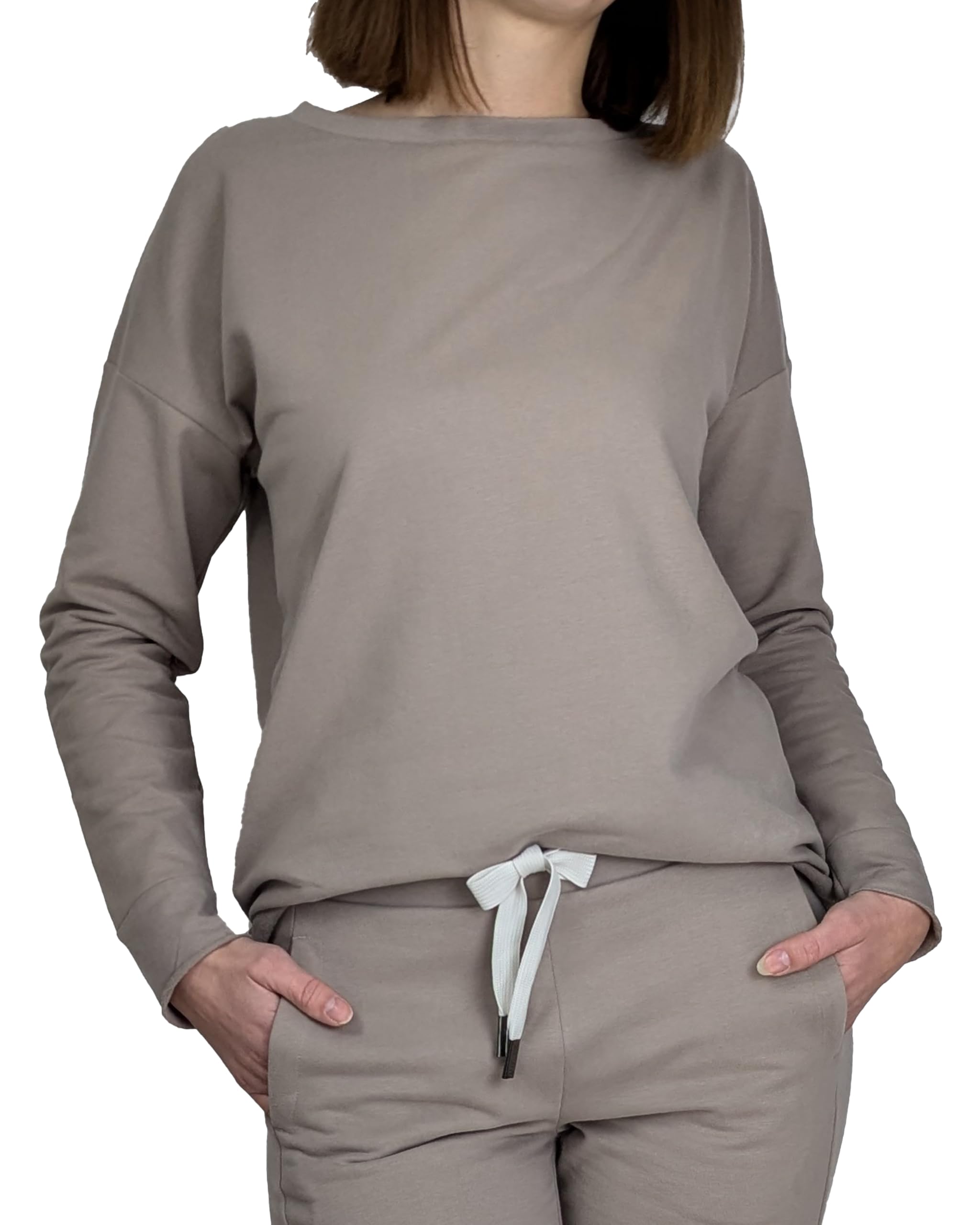 Elbsand Briane Damen Jogginganzug - 2-teiliges Set aus Pflegeleichter Baumwolle, Inkl. Jogginghose & Sweater, Lockere Passform, Ideal für Freizeit, leichtem Sport und Homewear