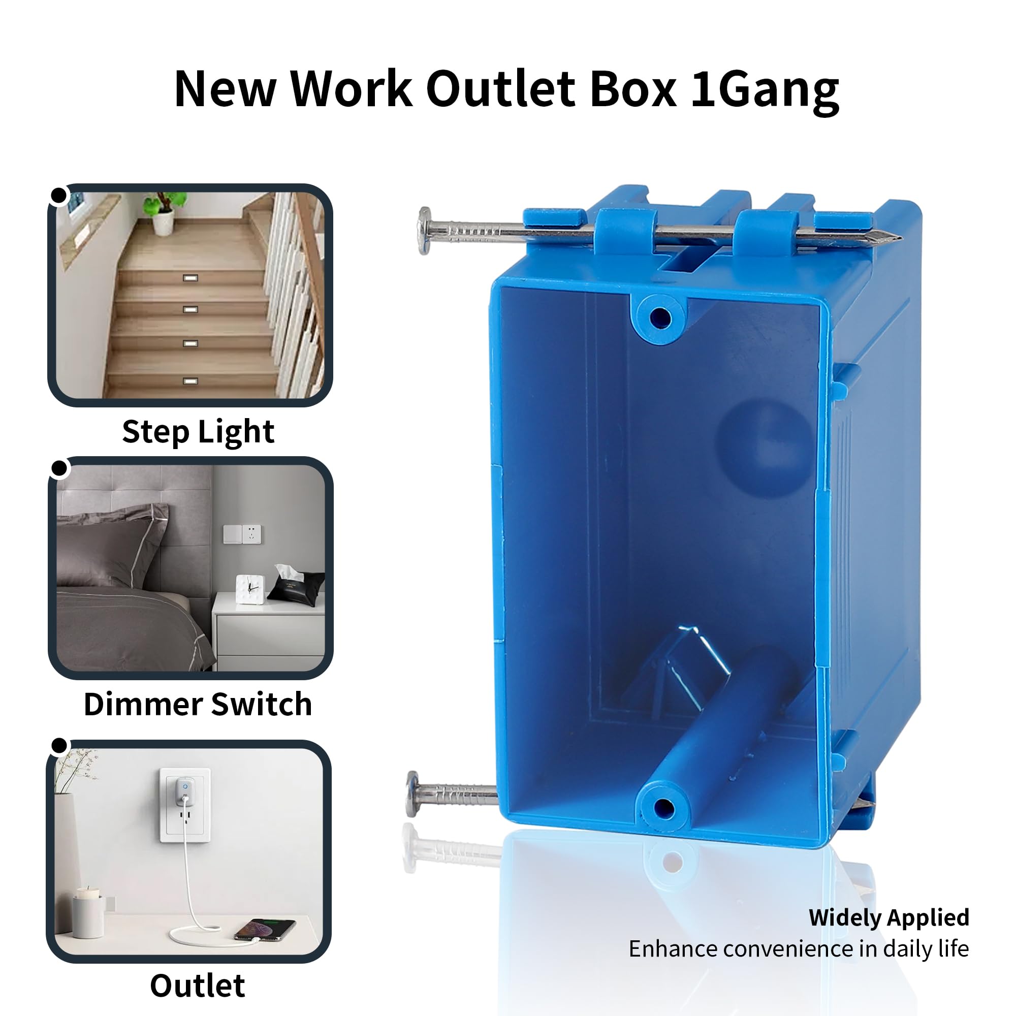 YQMIGU 1-Gang New Work Nail Outlet Box – 18 Cubic Inch, ETL Listed, 2-Pack - View #11