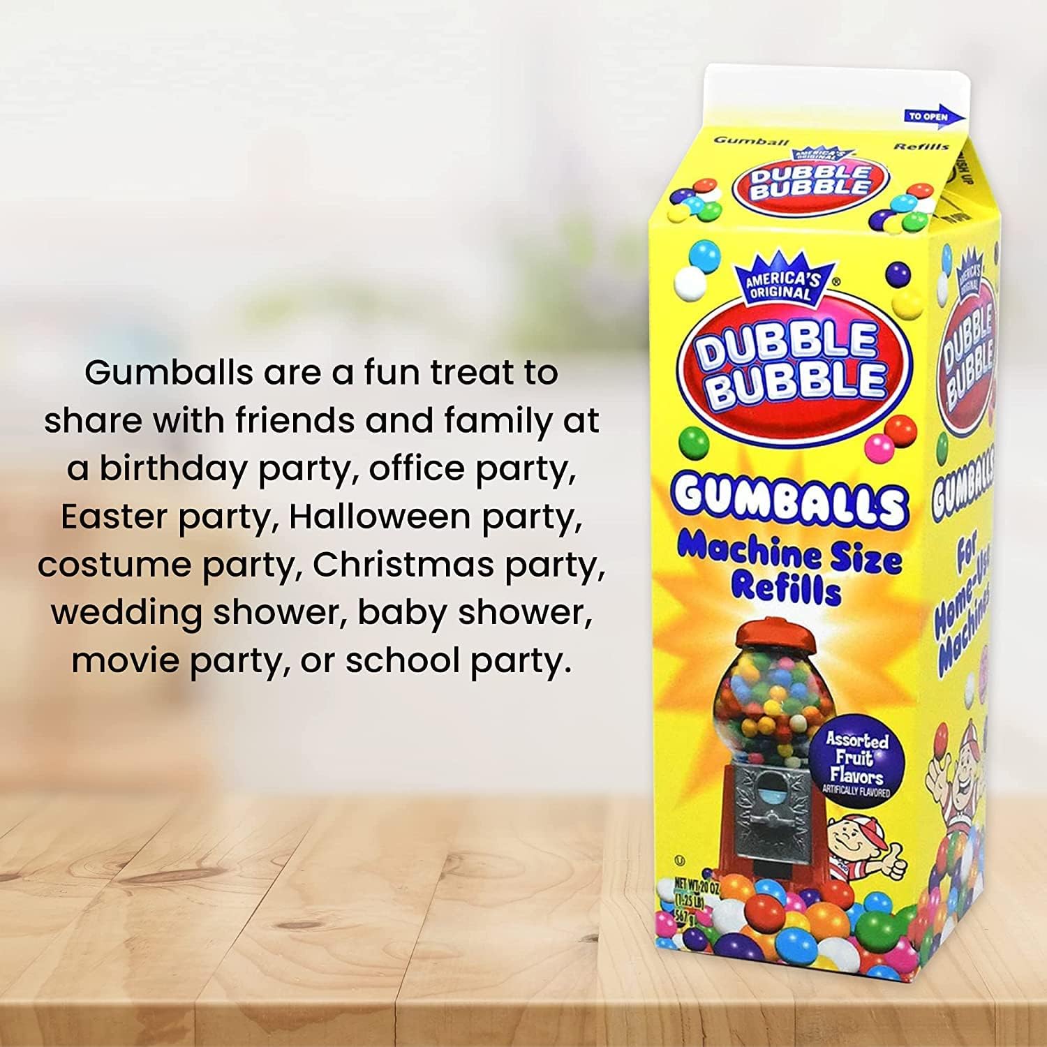 PlayO Gumballs for Gumball Machine - Refill Bubble Gum 20-Ounce - Carton of Double Bubble Assorted Gum Ball Candies -Kosher