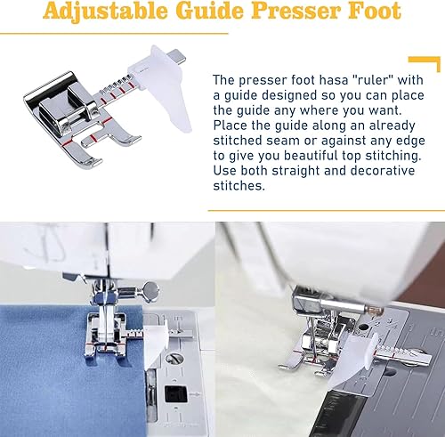 Miniatura 6 de YEQIN El juego de 8 piezas de prensatelas para máquina de coser incluye 3 pies de dobladillo ancho, 3 pies prensatelas de dobladillo enrollado