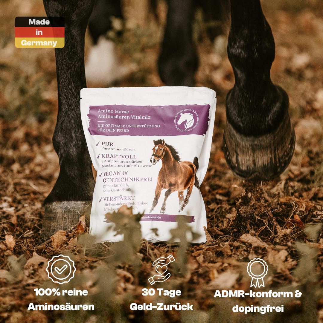 Aminosäuren Vitalmix für Pferde, 100% Reine dopingfreie L-Aminosäuren, 650g Monatspackung