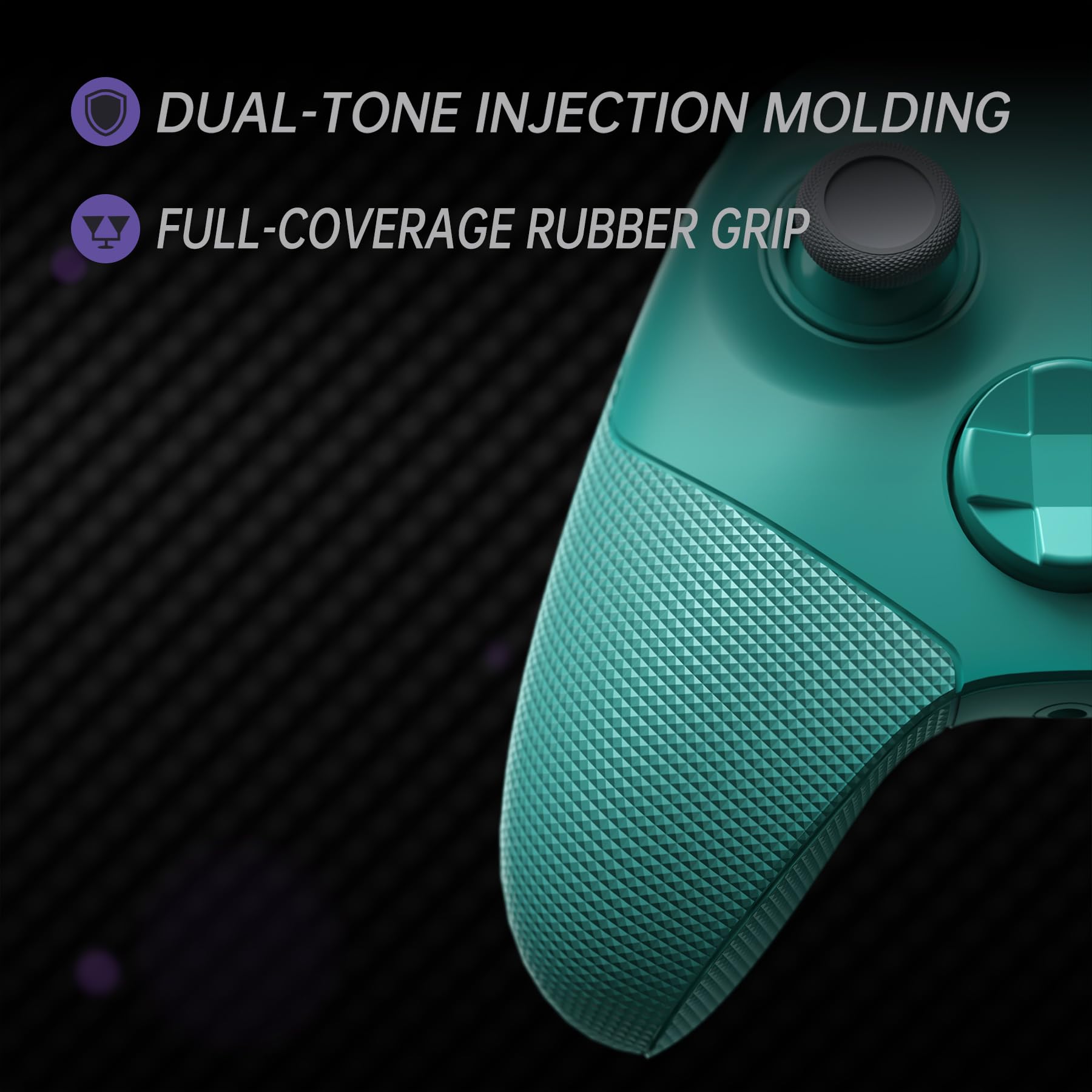 eXtremeRate Custodia Tasti Ricambio per Xbox Series X S Controller,Cover Gomma Impugnatura Trigger Stop,ASR Versione Scocca Frontale Posteriore per Xbox Series S Joystick Model 1914-Verde Petrolio