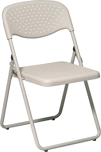 Office Star Silla plegable con respaldo de plástico ventilado paquete de 4 beige