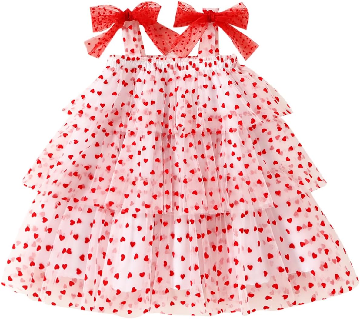Toddler Baby Girl Valentines Day Dress Girls Sleeveless Tutu Dress Plush Heart Party Tulle Dress