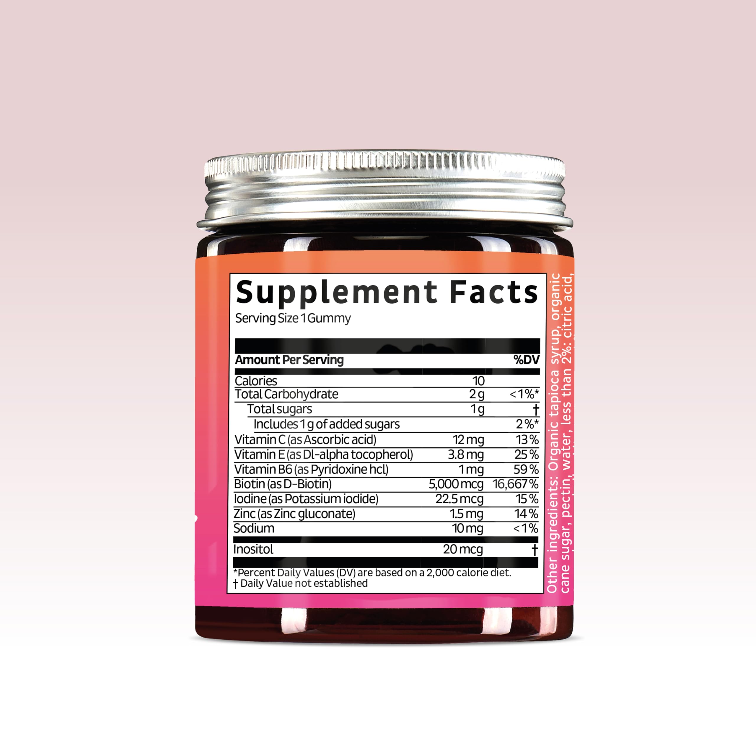 Biotin Gummies for Hair, Skin & Nails. 5,000 mcg High Potency Vegan Vitamins for Faster Hair Growth, Stronger Nails & Healthy Skin. with Vitamins C & E, 90 Gummies