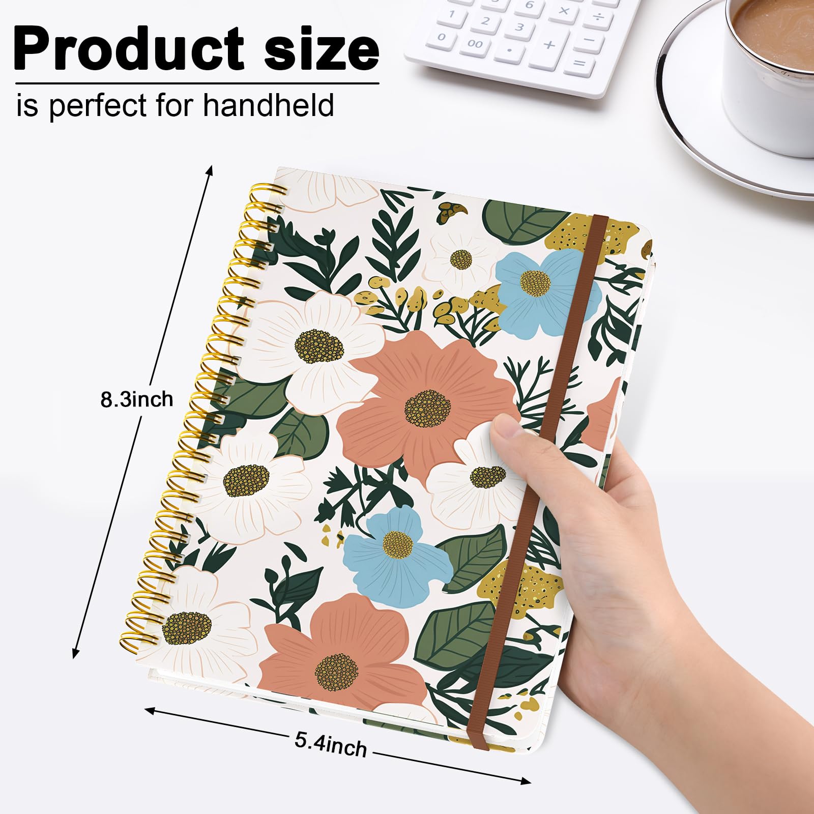 Hnogri Spiral Journal Notebook, Hardcover Lined Journal for Women Medium 6 x 8.4 in, 160 Pages Thick Paper - Image 2