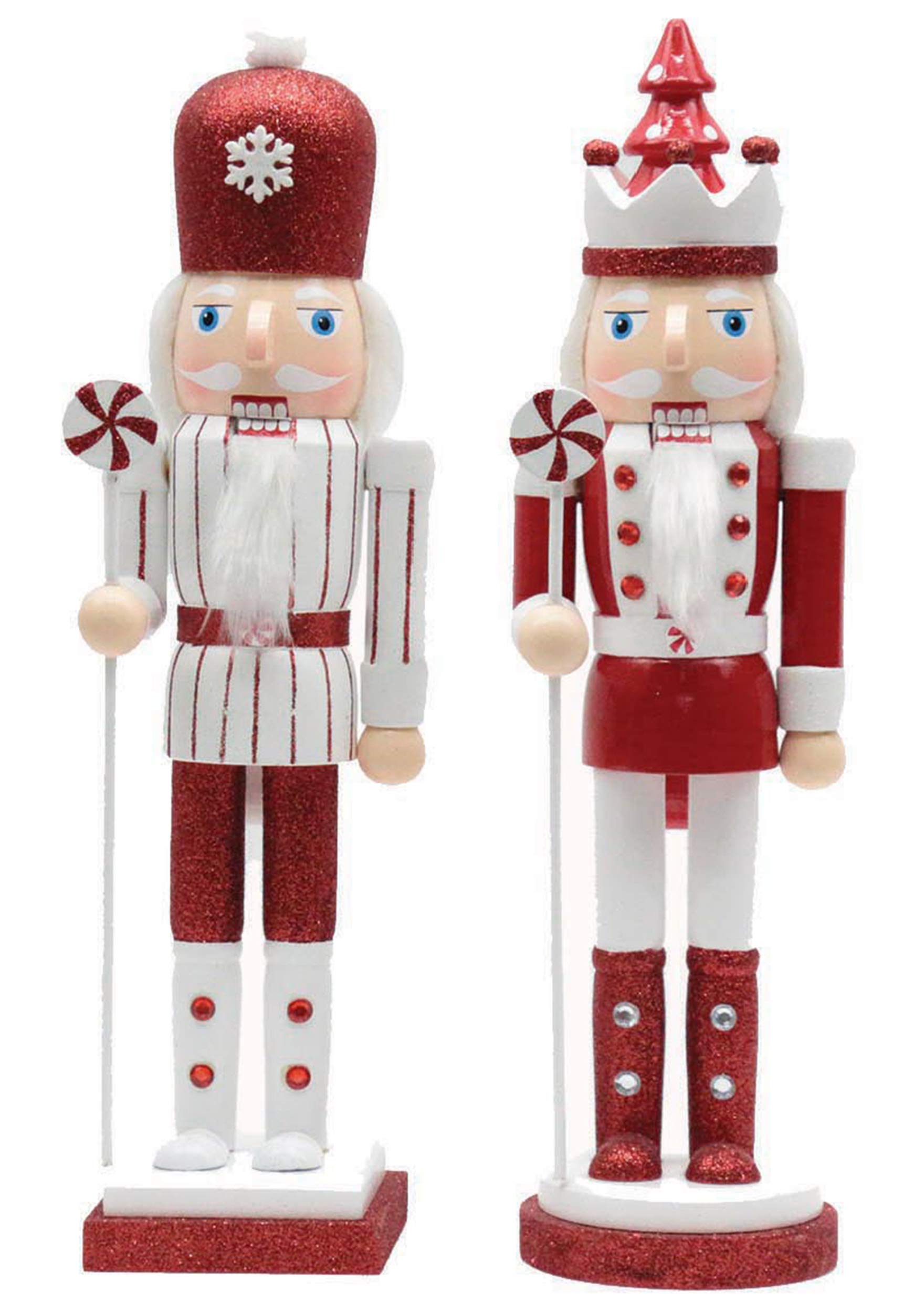 15" Red Peppermint Nutcracker, Set of 2