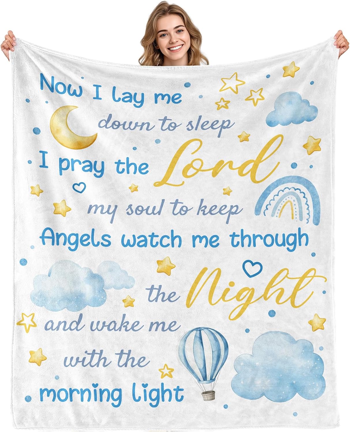 Aimego Baptism Gifts for Boy Blanket Christian Baptismal Gift for Kid Baby Boys Christening Presents for Christian Boy Baby Baptism Throw Blanket for Child Blue(50X60 Inch)