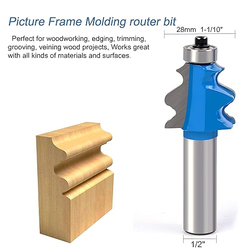 Miniatura 4 de Newdeli Juego de brocas de moldeo arquitectónico de 12 pulgada, 3 piezas, broca de enrutador de moldura para muebles, columna de cuentas redondeadas