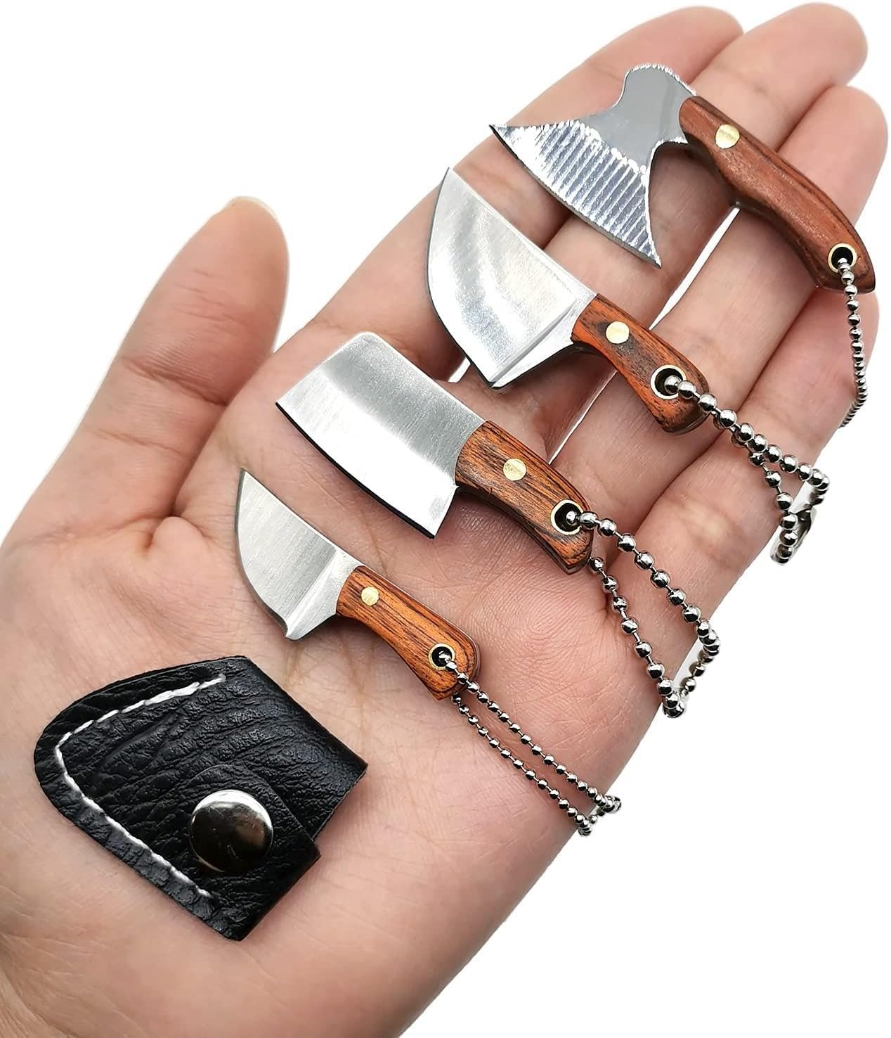 STARDW Mini Pocket Knife Set, Utility EDC Knife with Sheath,Mini Chef Keychain Knife, Tiny Things for Box Cutter Letter Opener Package Opener, Cool Gadgets EDC Tools -Set of 4