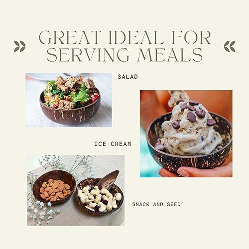 Miniatura 6 de Natural Craft - Juego de cuencos y cucharas de coco (juego de 4)