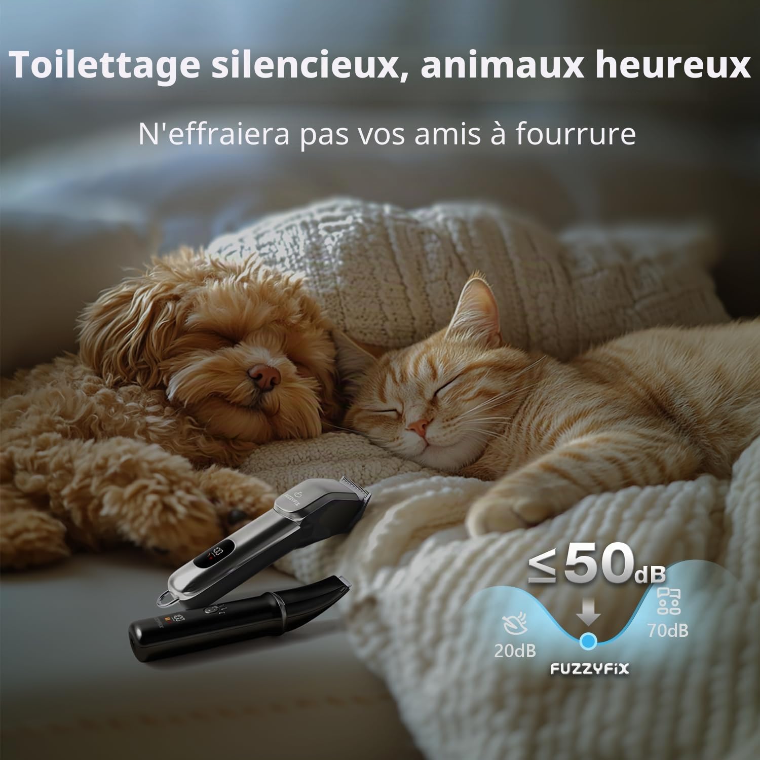 Tondeuses Chiens et Tondeuse pour Pattes de Chien 3 en 1,Sans fil, Cilencieuse et Puissante pour Poils Longs et épais,Noir