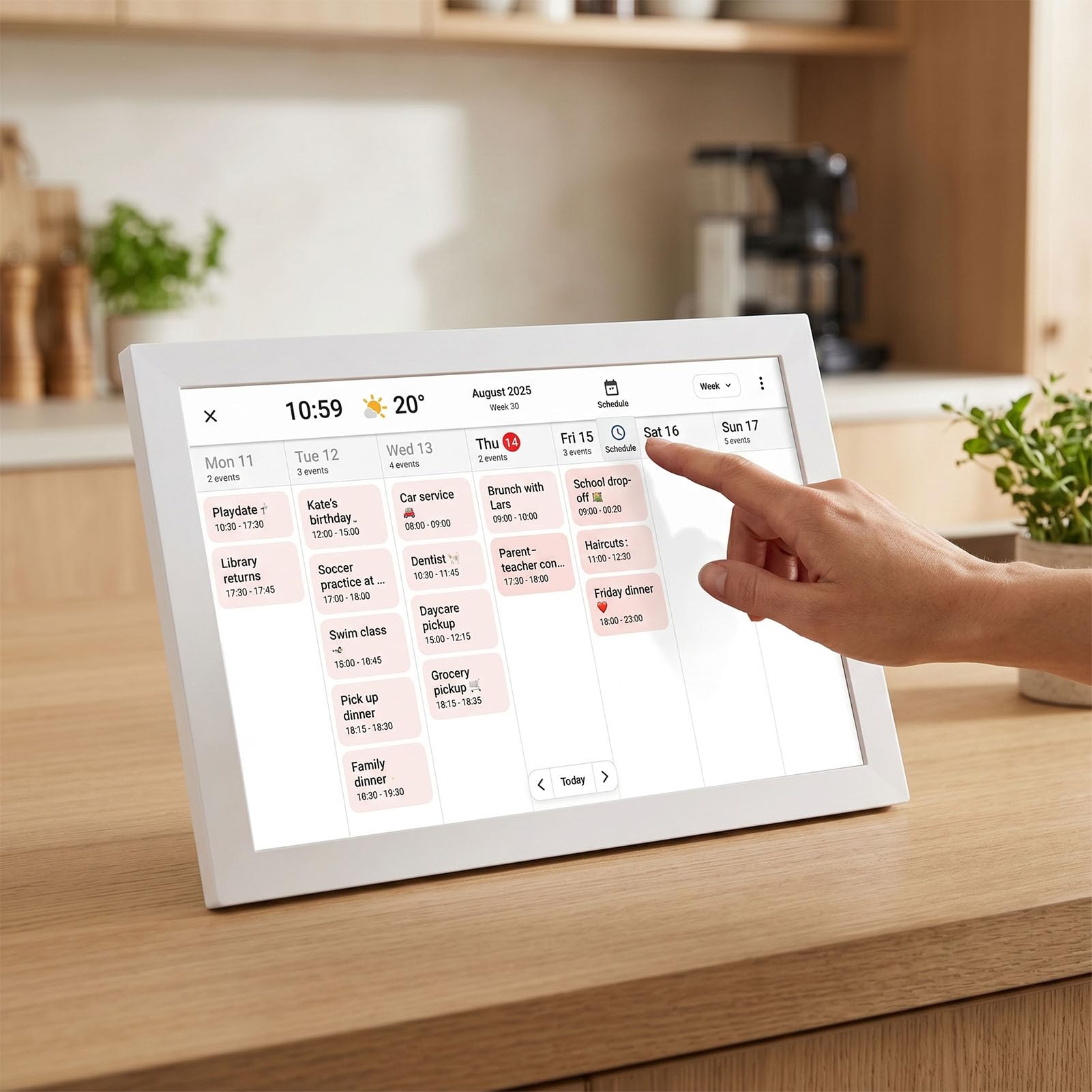 10,1-Zoll-Smart-Digitalkalender, Touchscreen-Familienplaner mit Wand- und Schreibtischmontage für die Organisation Im Home-Office