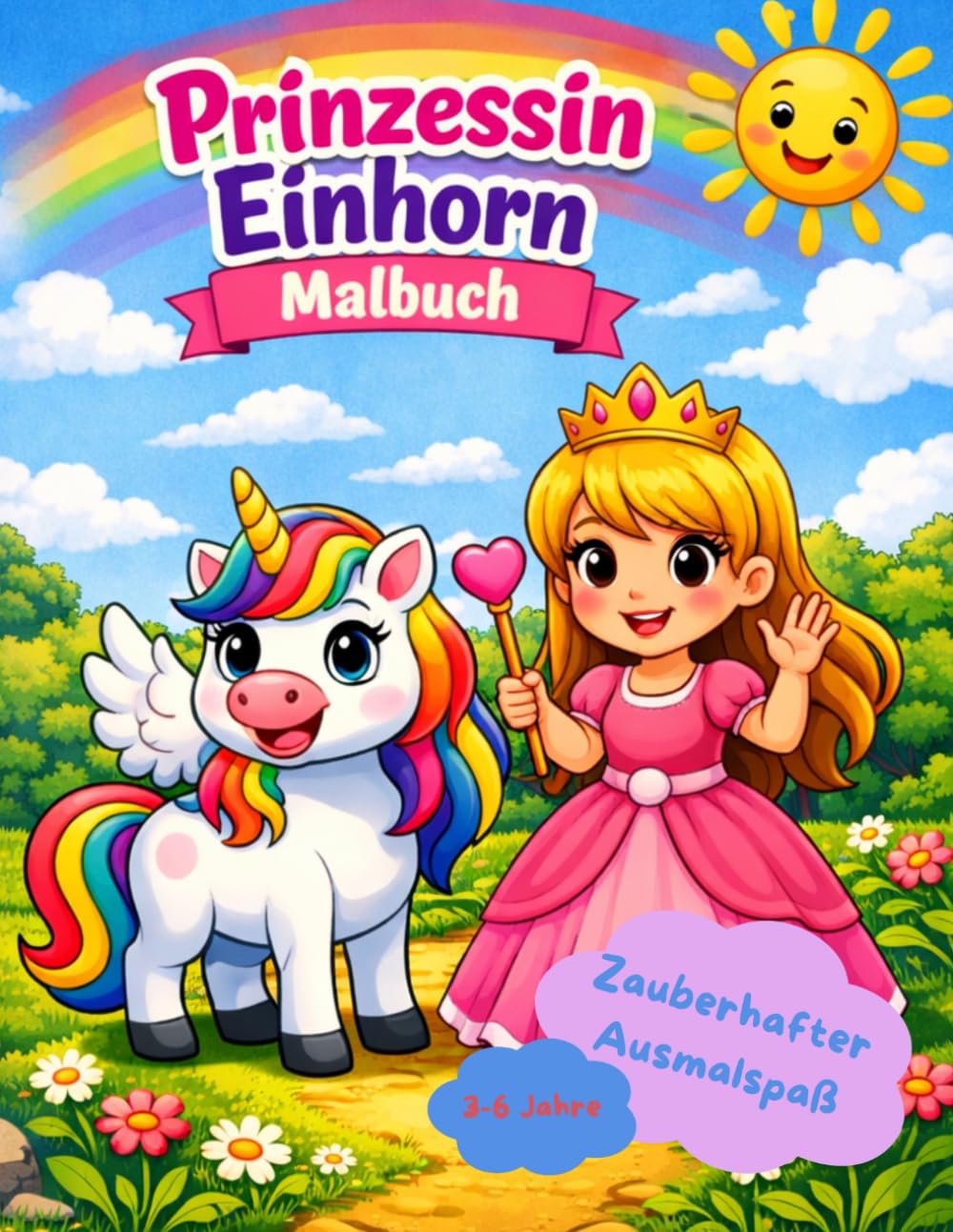 Prinzessin Einhorn Malbuch: Zauberhafter Ausmalspaß