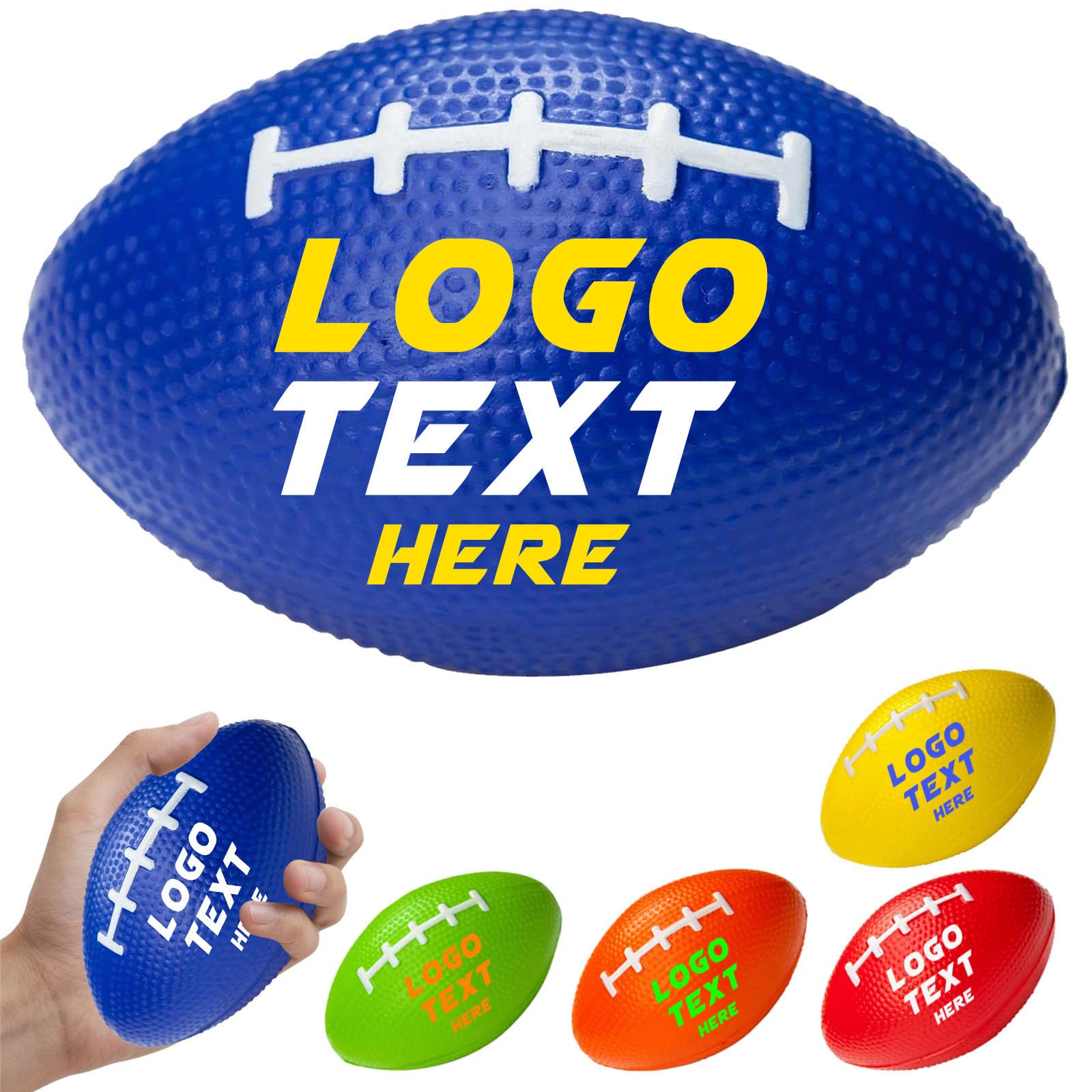 10-1000 Pcs Custom Stress Balls with Logo Text Personalised Stress Balls Bulk for Stress Relief Phlebotomy Squeeze Balls Customised Gifts for Office Easter Party Favors (Football)