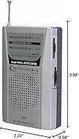 Vista 9 de Radio de bolsillo portátil AM-FM - Dispositivo de escucha con batería 2AA con salida de auriculares, altavoz, perilla de sintonización manual