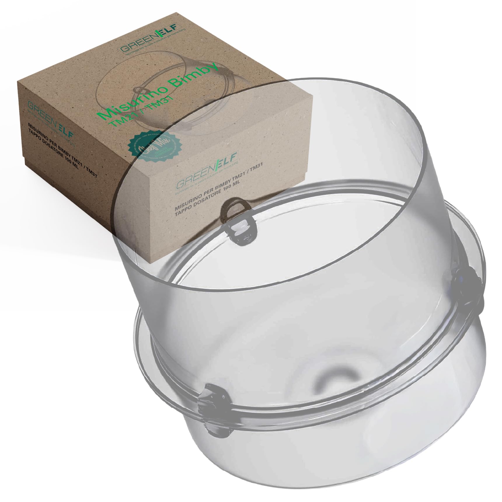 Tappo Bimby TM31 TM 21 da 100 ML, Misurino Bimby TM31, Compatibile con TM21 e TM31, Accessorio per Dosare gli Ingredienti, in Plastica Trasparente Sicura e Adatto agli Alimenti