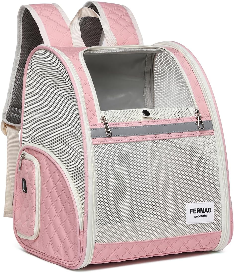 Pink Cat & Small Dog Backpack Carrier – Collapsible & Mesh Ventilated