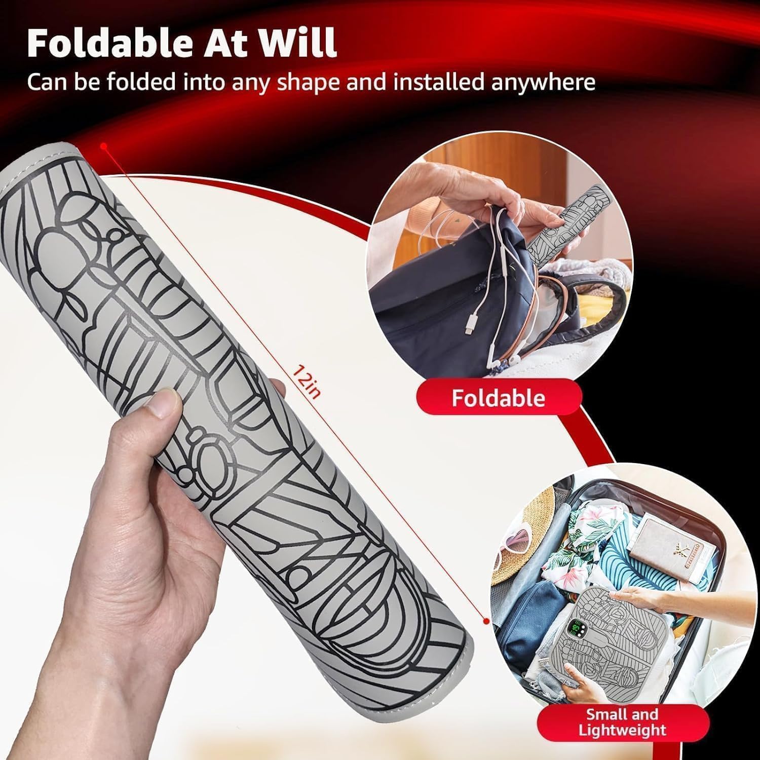 Massage Pieds,Bloconix masseur pieds electrique 8 Modes et 19 Intensités,Masseur de Pieds électrique Pliable et Portable pour la Circulation Sanguine et le Soulagement (Gris)