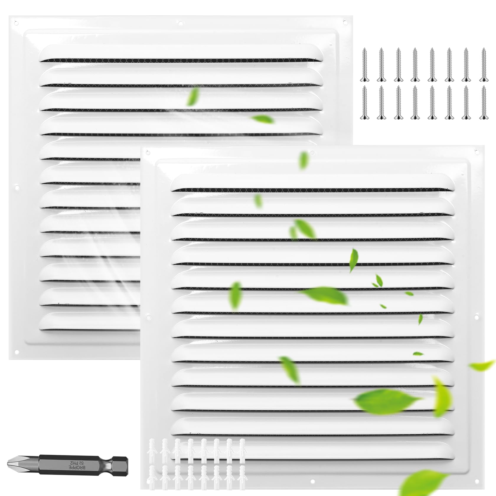 Grille d'aération anti-condensation pour grenier et garage en métal alu avec tamis