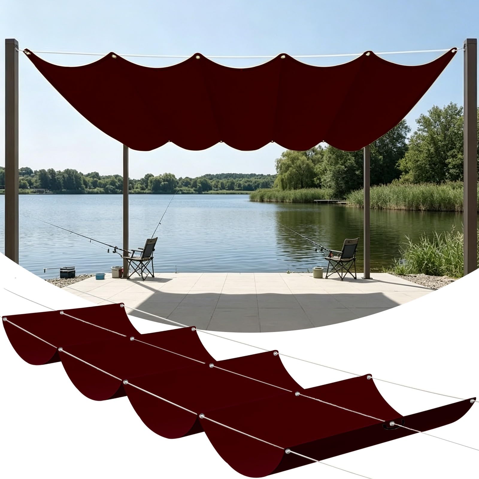 Protection solaire voile ombrage vague rétractable imperméable polyester jardin
