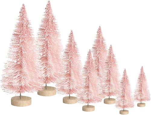 MALOKI 8 piezas de mini decoraciones de árbol de Navidad, árboles de cepillo para botellas, decoraciones de mesa de Navidad, árboles de Navidad