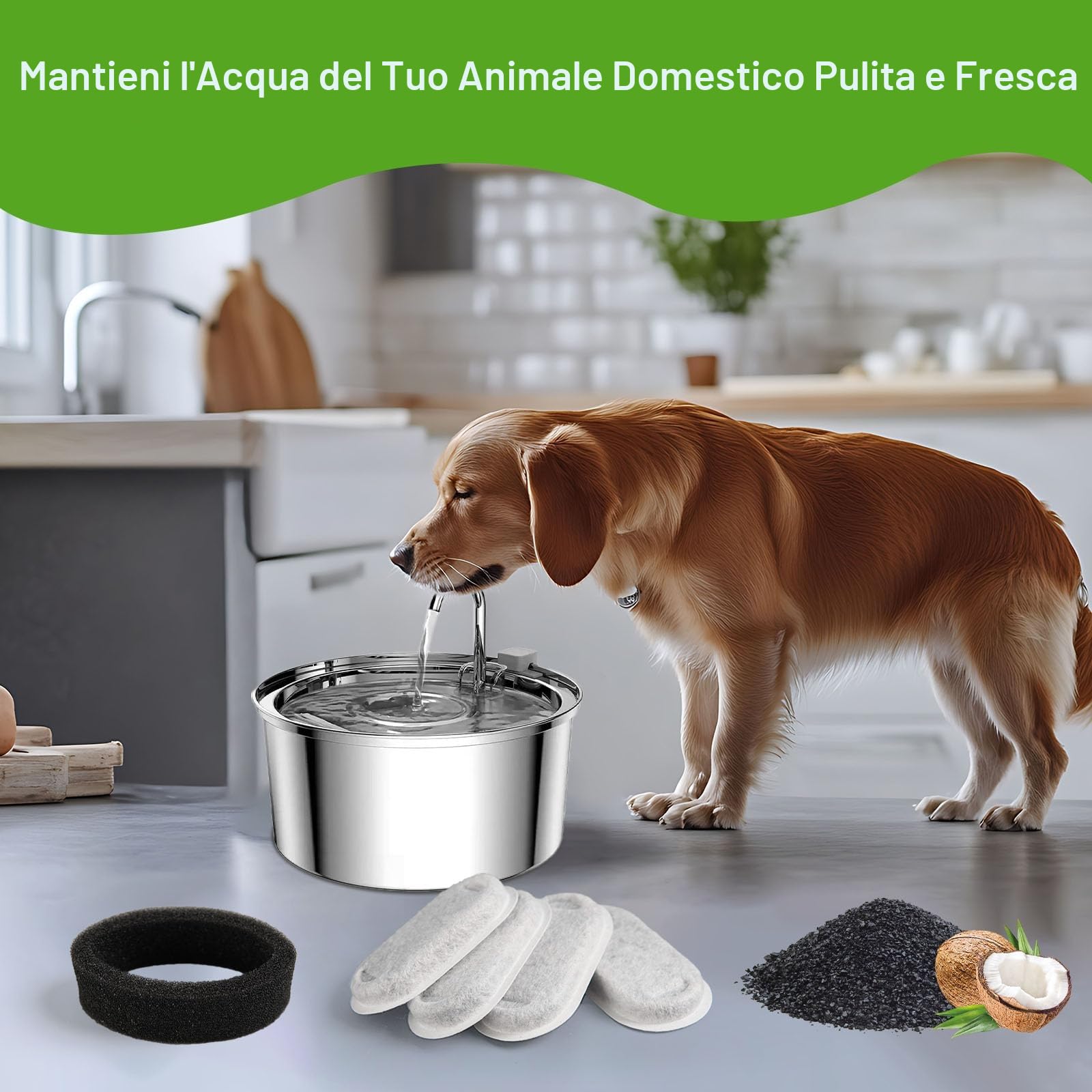 KOMABLEN 24 Pezzi Filtri Fontanella per Gatti, Filtro con 12 Filtro Carboni Attivi e 12 Spugna In Schiuma, Tripla Filtrazione Filtri Fontana Gatto Cappa, Cani Filtri di Ricambio per Acqua