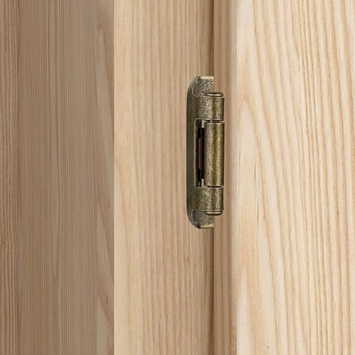 Miniatura 3 de Paquete de 4 (2 pares) de bisagras de gabinete de latón antiguo para puerta de gabinete de cocina, cierre automático parcial, bisagras de gabinete