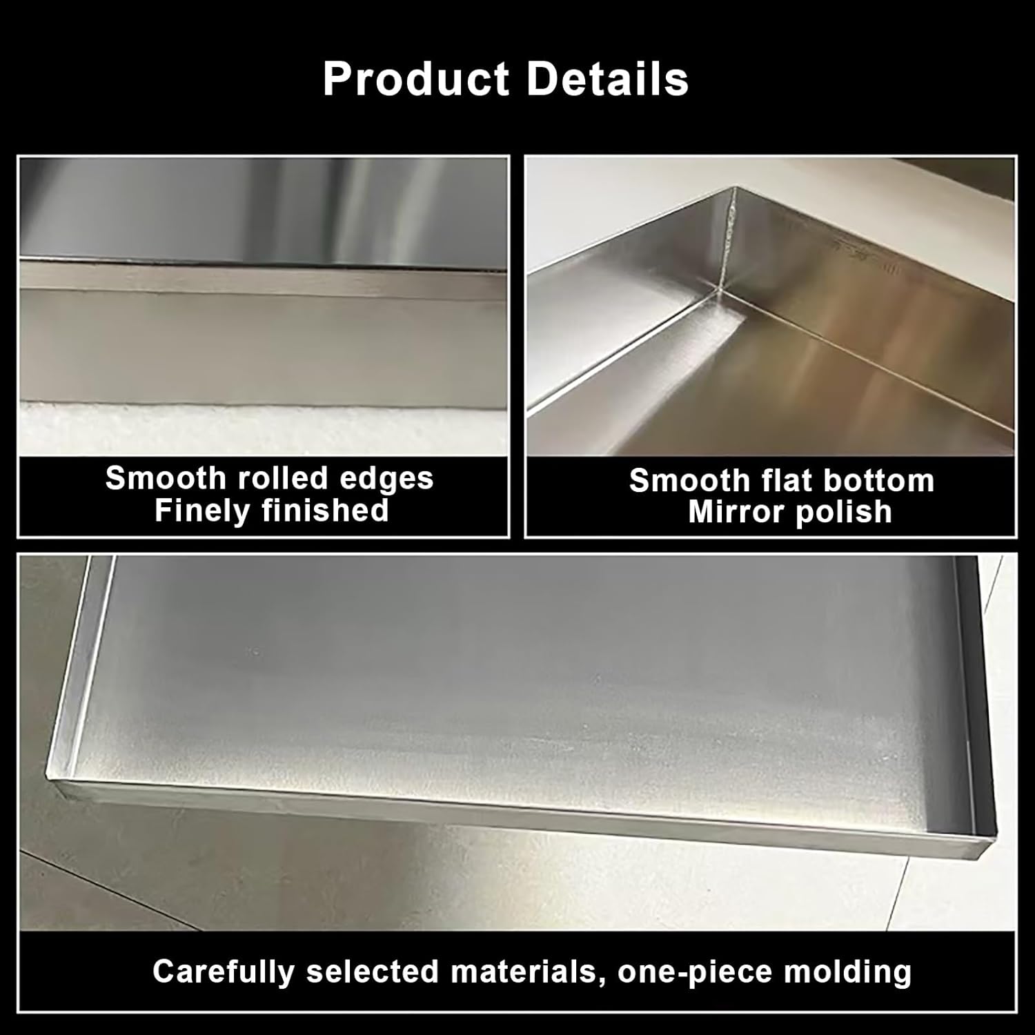 Stainless Steel Washing Machine Drain Pan & Air Conditioner Drip Tray, 20x20x5cm, Oil Catch Pan with Handle for Kitchens, Cars, Refrigerators & Tools