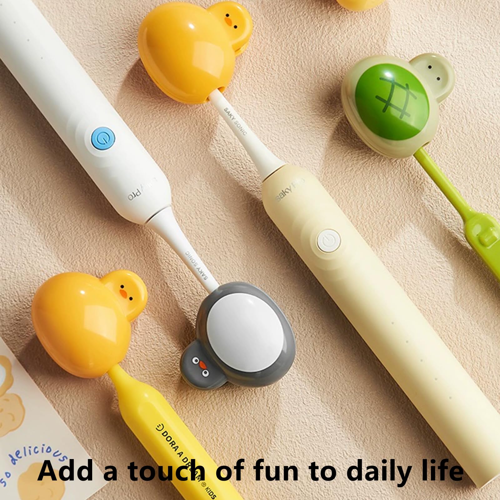Tapas para cepillos de dientes, fundas de cepillo de dientes de dibujos animados, fundas protectoras portátiles para cepillo de dientes, clips de almacenamiento para cepillos de dientes